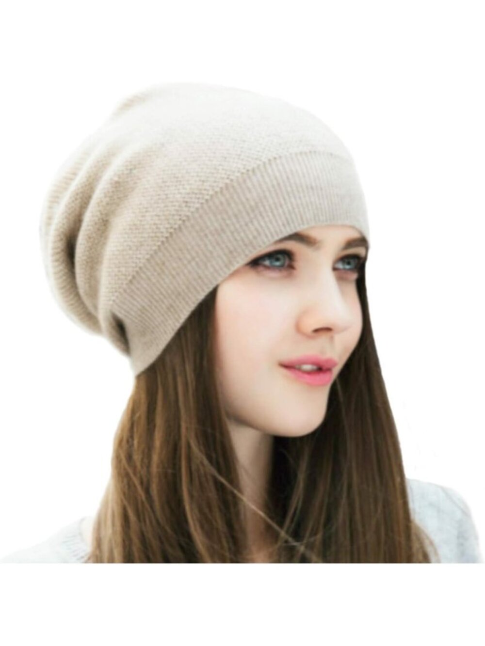 Cozy 100% Cashmere Oversized Beanie Hat for Women, Perfect Gift Box Accessory